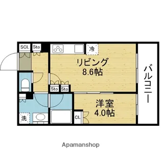 プレミストタワー大阪上本町【5階】の間取り