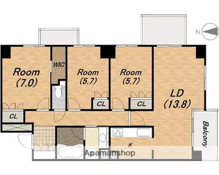 プライムメゾン夕陽ヶ丘【1102号室】の間取り