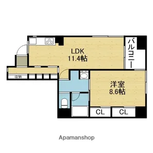 エスティメゾン上町台【2階】の間取り