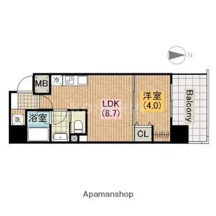 ブエナビスタ上町【9階】の間取り