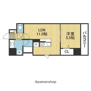 パークフラッツ安堂寺町【4階】の間取り