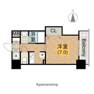 ブリリアン夕陽丘【6階】の間取り