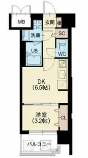 1DKの間取り画像