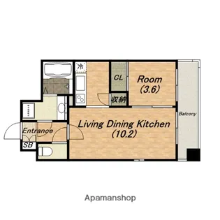グランプラス谷町【7階】の間取り