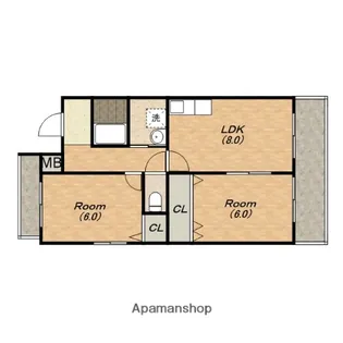 ヴォーヌング堂ヶ芝【301号室】の間取り