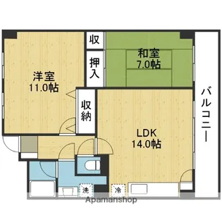 アーバンヒル上町【1405号室】の間取り