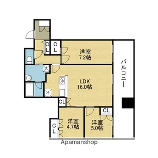 ピアッツァタワー上本町EAST【2403号室】の間取り