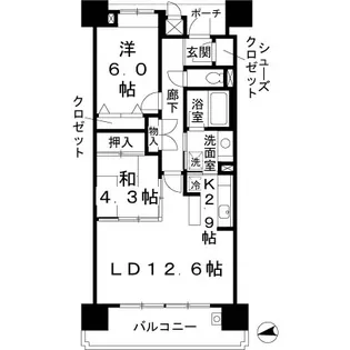 ロイヤルパークスなんば【13階】の間取り