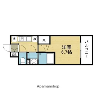 エスリードザ・カレント大阪【7階】の間取り
