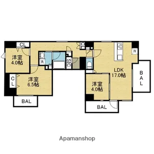 LA CASA 石ケ辻【901号室】の間取り
