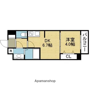 1DKの間取り画像