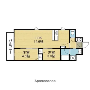 スプランディッド本町東DUE【8階】の間取り