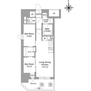 コンフォリア・リヴ博労町一丁目Q【0801号室】の間取り