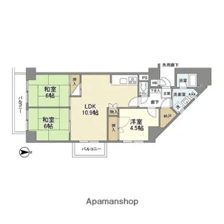 天王寺サンハイツ【6階】の間取り