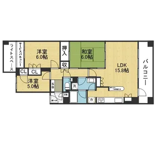 清水谷ヒルサイドコート【5階】の間取り