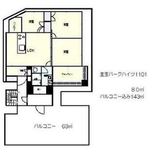 生玉パークハイツ【1101号室】の間取り