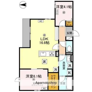 グランディーユ平野西【203号室】の間取り