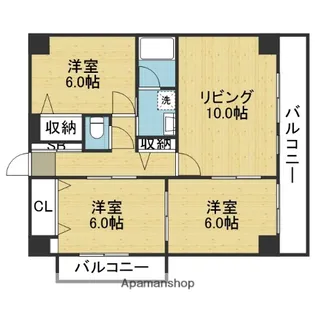 シャトルハイツ舟橋【3階】の間取り