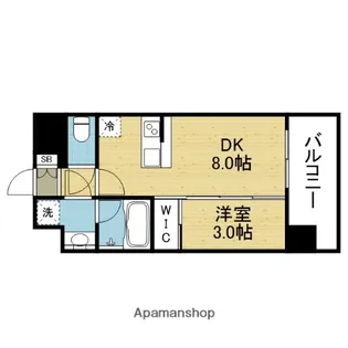 エスリードレジデンス玉造ザ・イースト【905号室】の間取り