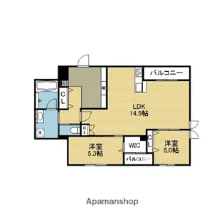 ウィズワンレジデンス大今里【305号室】の間取り