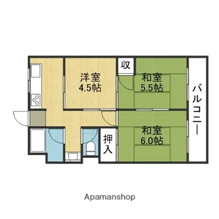 夕陽丘コーポ【303号室】の間取り