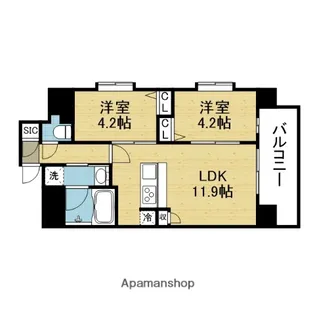 スプランディッド玉造【3階】の間取り