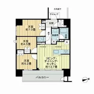 レ・ジェイド四天王寺夕陽丘【13階】の間取り