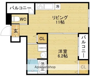 レクシア西中島Ⅰ【3階】の間取り