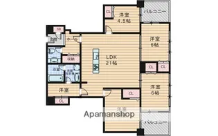 ザ・グランドビューオオサカ【15階】の間取り