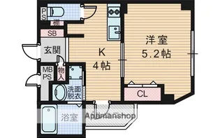 ミックコート東三国【4階】の間取り
