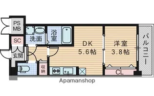 1DKの間取り画像