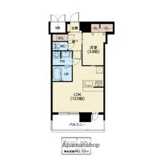 1LDKの間取り画像