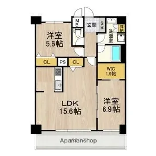 2LDKの間取り画像