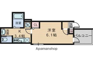1Kの間取り画像