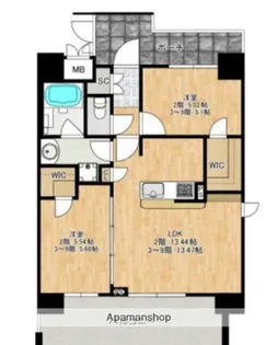 F−CREST SHIN−OSAKA【2階】の間取り