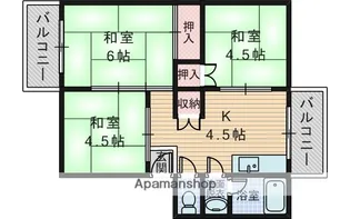 長興寺マンション【3階】の間取り