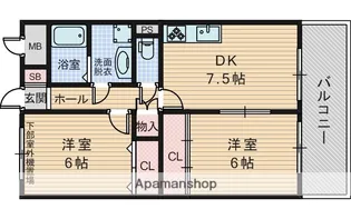 アルカディア箕輪【1階】の間取り