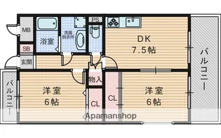 アルカディア箕輪【1階】の間取り