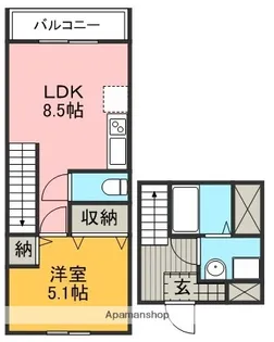 スリーハーブズ服部寿町【2階】の間取り