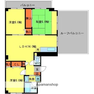 新千里ハイツこうじ【6階】の間取り