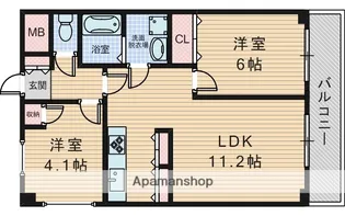 サニーサイド豊中【1階】の間取り