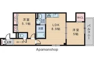 ラモーナ豊南町南【2階】の間取り