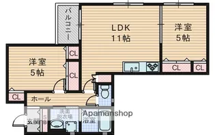 クリエオーレ庄内栄町Ⅲ【3階】の間取り