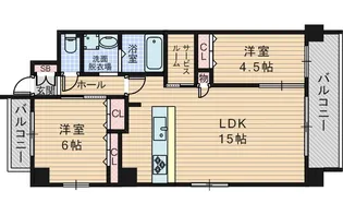 ブリエヴェール北桜塚【4階】の間取り