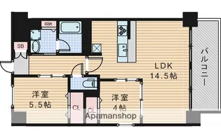 エリタージュ江坂【5階】の間取り