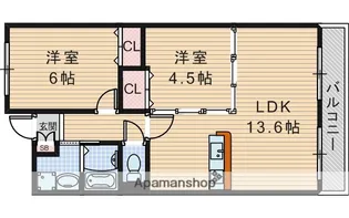 ヴェルデュール千里山弐番館【1階】の間取り