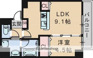 ブロード服部天神駅前レジデンス【3階】の間取り