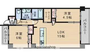 ブリエヴェール北桜塚【4階】の間取り
