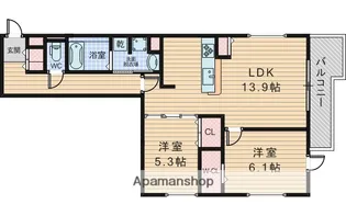 大阪府大阪市東淀川区小松3丁目【アパート】の間取り