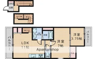 G MAISON 豊中蛍池【3階】の間取り